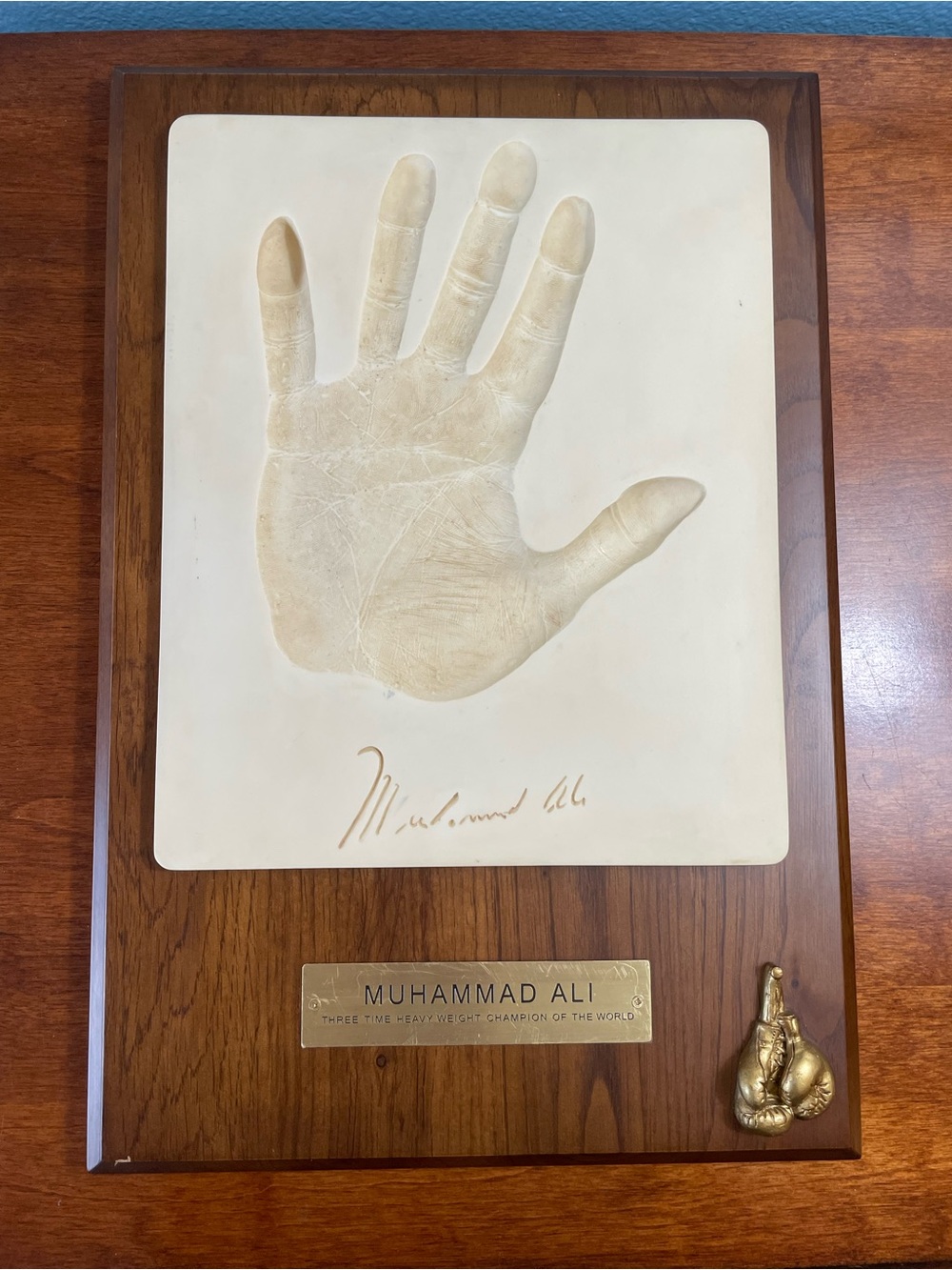 Muhammad Ali Authentic Handprint Signed Collector Plaque Boxing Memorabilia Vtg